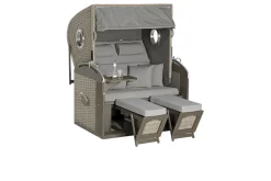 New Rustikal 305 Z Comfort XL Strandkorb, 2-Sitzer, Liegemodell, Pinienholz/PE-Geflecht, inkl. Kissengarnitur Strandkorb