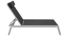 Online 2er-Set Sonnenliegen, silber/schwarz, Alu/Textil, 198x66x32cm, mit Beistelltisch 45x45cm Gartenliegen