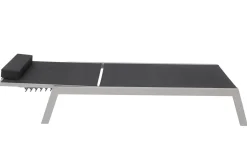 Online 2er-Set Sonnenliegen, silber/schwarz, Alu/Textil, 198x66x32cm, mit Beistelltisch 45x45cm Gartenliegen