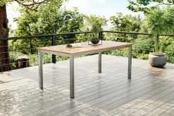 Discount Esstisch, Garten-Essgruppe, Silber, Aluminium/Eukalyptus, 180 x 90 cm, witterungsbeständig, hohe Belastbarkeit, FSC®-zertifiziertes Produkt Garten-Essgruppen|Aluminium-Gartenmöbel