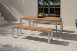 Discount Esstisch, Garten-Essgruppe, Silber, Aluminium/Eukalyptus, 180 x 90 cm, witterungsbeständig, hohe Belastbarkeit, FSC®-zertifiziertes Produkt Garten-Essgruppen|Aluminium-Gartenmöbel