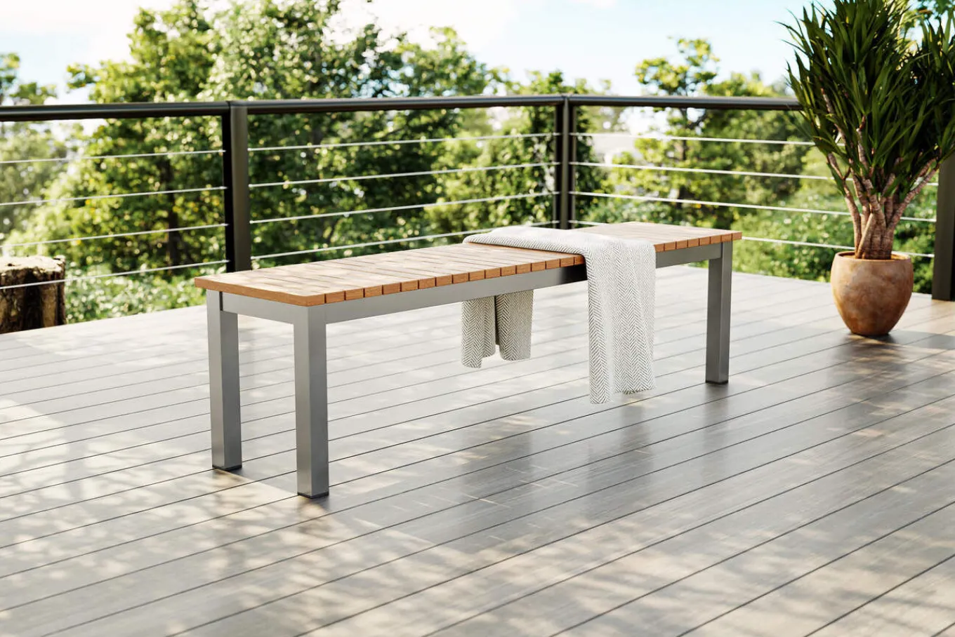 Discount Esstisch, Garten-Essgruppe, Silber, Aluminium/Eukalyptus, 180 x 90 cm, witterungsbeständig, hohe Belastbarkeit, FSC®-zertifiziertes Produkt Garten-Essgruppen|Aluminium-Gartenmöbel