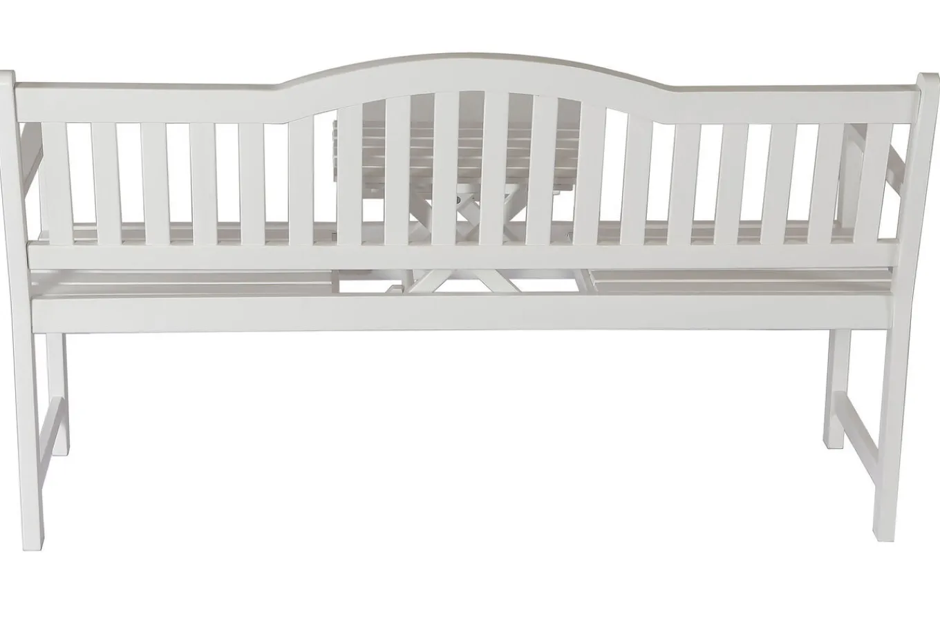 Discount Gartenbank, weiß, Akazie, 152 x 59 x 86 cm, 2-3 Personen, Klapptisch-Funktion, FSC®-zertifiziertes Produkt Gartenbänke & Gartensofas