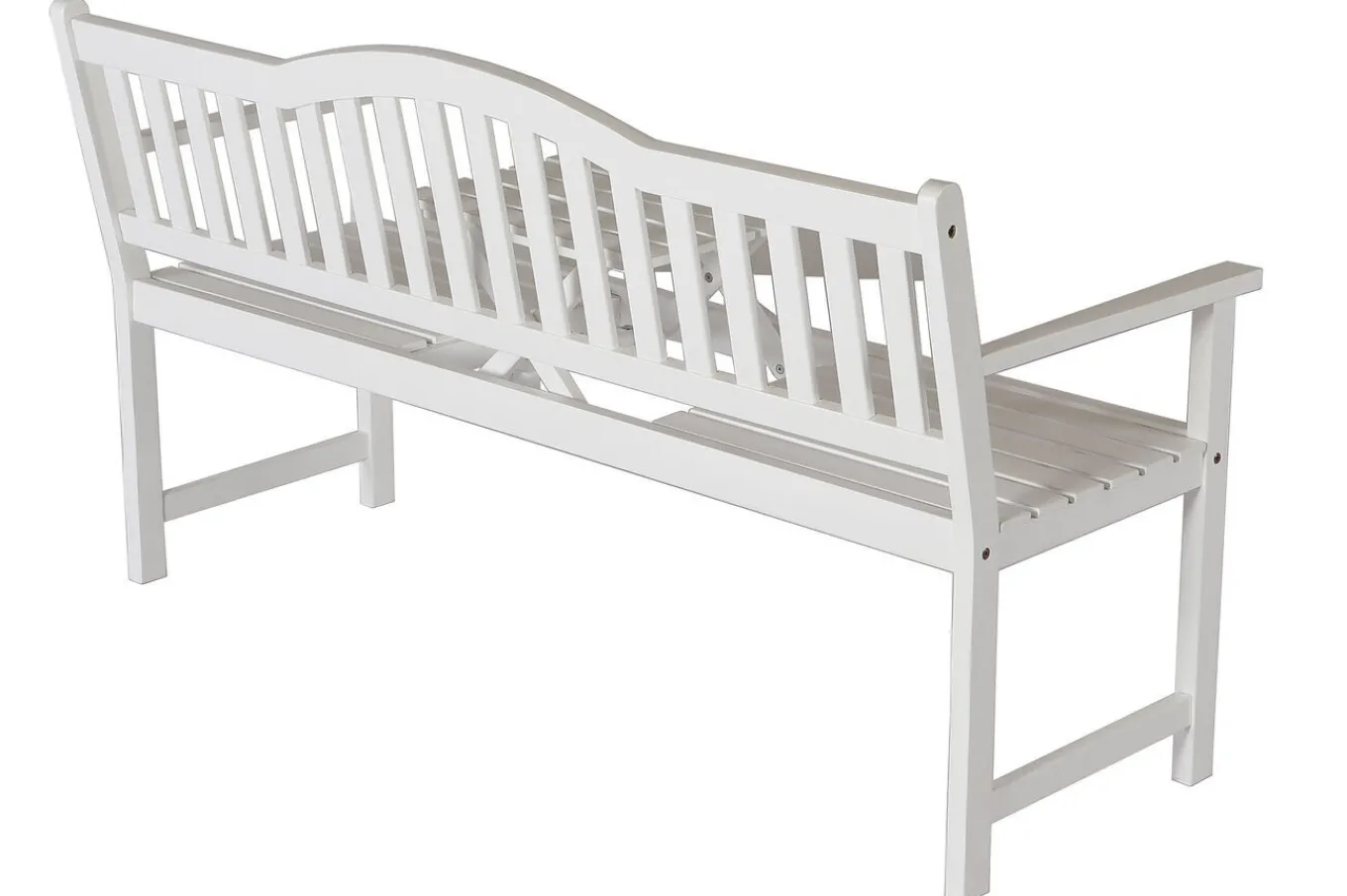 Discount Gartenbank, weiß, Akazie, 152 x 59 x 86 cm, 2-3 Personen, Klapptisch-Funktion, FSC®-zertifiziertes Produkt Gartenbänke & Gartensofas