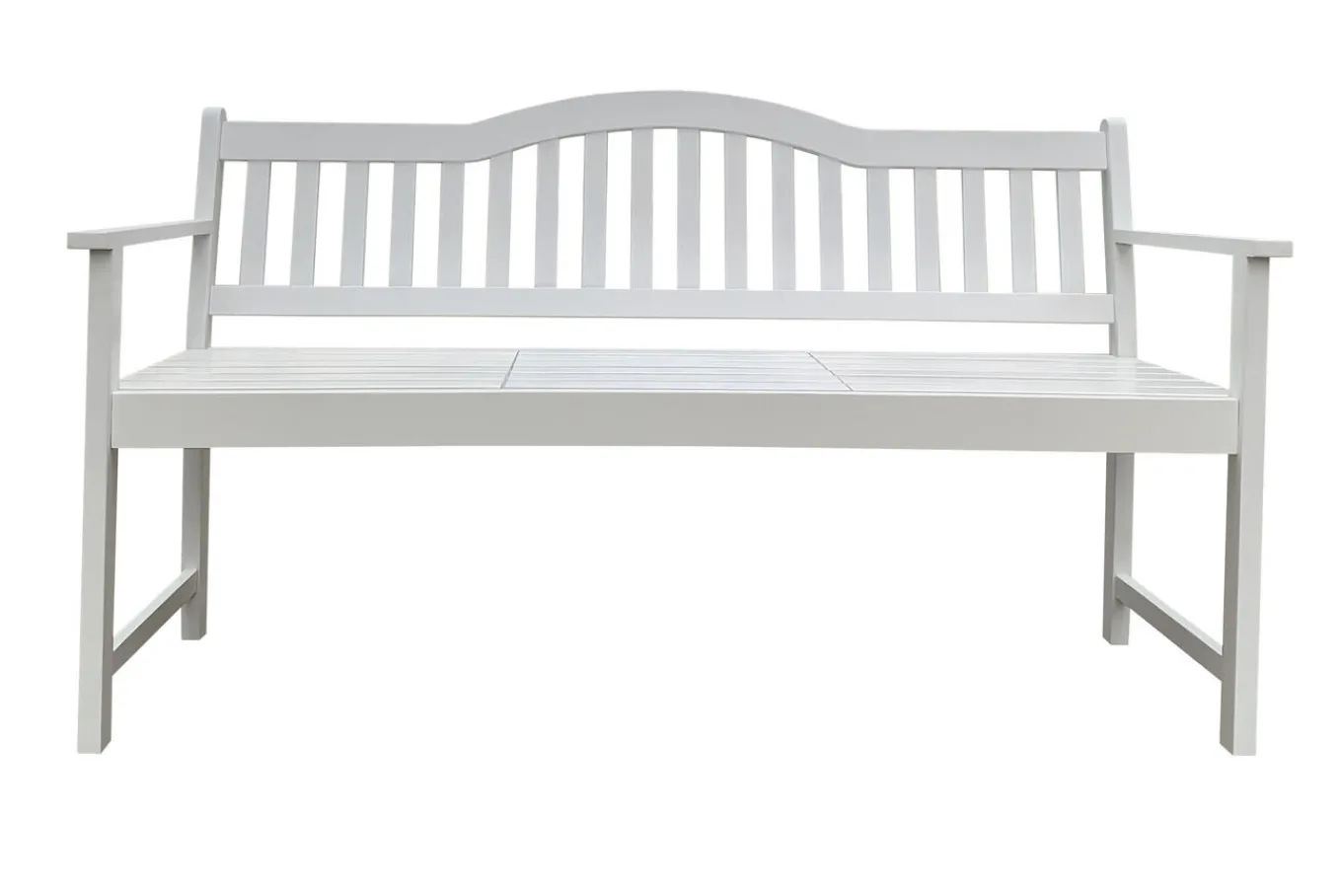 Discount Gartenbank, weiß, Akazie, 152 x 59 x 86 cm, 2-3 Personen, Klapptisch-Funktion, FSC®-zertifiziertes Produkt Gartenbänke & Gartensofas