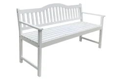 Discount Gartenbank, weiß, Akazie, 152 x 59 x 86 cm, 2-3 Personen, Klapptisch-Funktion, FSC®-zertifiziertes Produkt Gartenbänke & Gartensofas