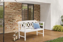 Hot Gartenbank, weiß, Akazie, 128 x 54 x 81 cm, 2 Personen, FSC®-zertifiziertes Produkt Gartenbänke & Gartensofas