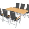 Sale Garten-Essgruppe mit 6 Klappstühlen, silber, Alu/Eukalyptus, ausziehbarer Tisch 150/200 x 90 cm, FSC®-zertifiziertes Produkt Garten-Essgruppen|Aluminium-Gartenmöbel