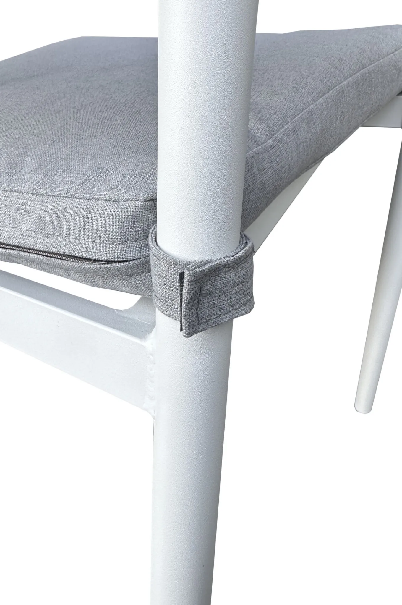 Discount Garten-Essgruppe mit 6 Stapelstühlen, matt weiß/grau, Alu/Polyester, Esstisch 155 x 90 cm Garten-Essgruppen|Aluminium-Gartenmöbel