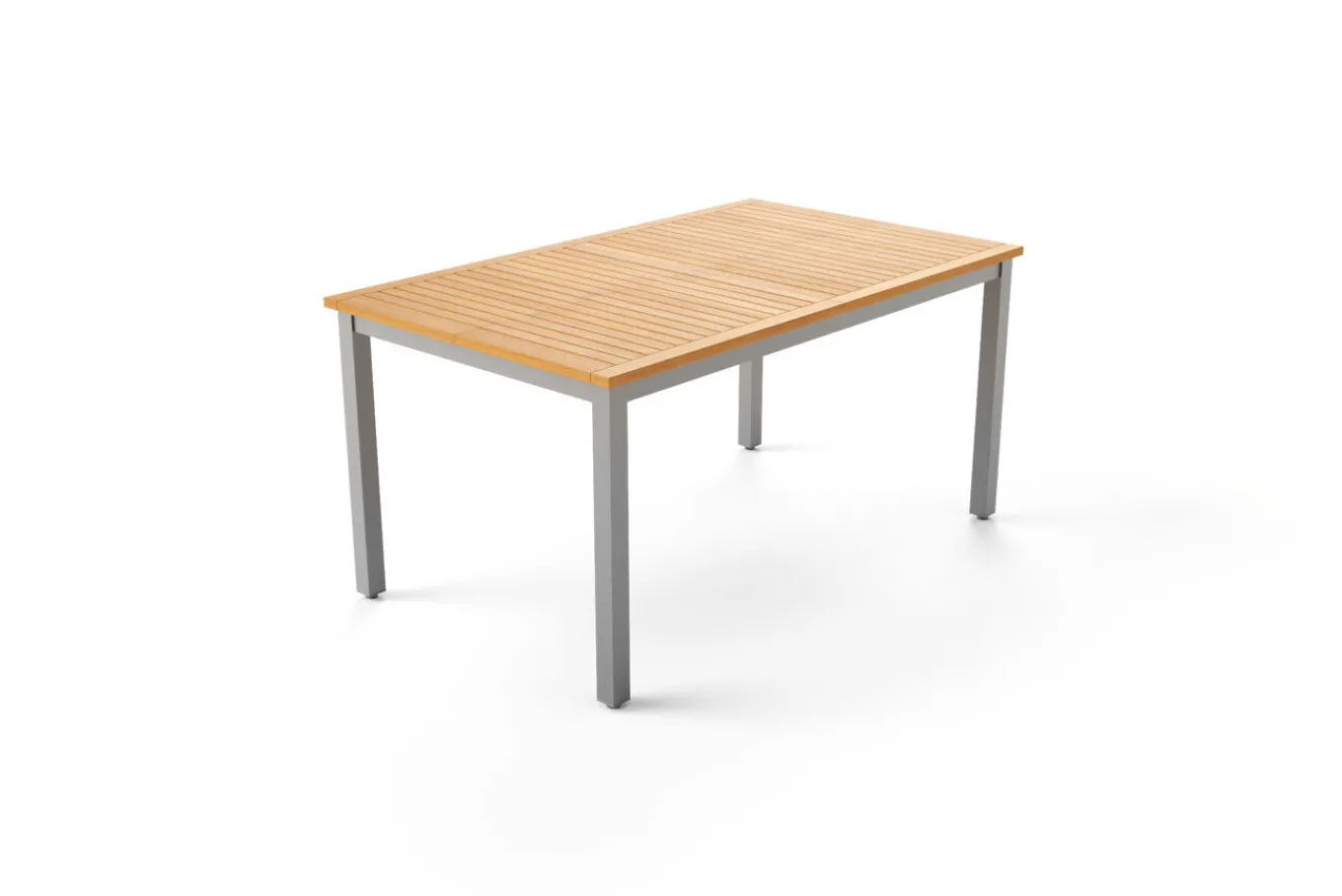 New Garten-Essgruppe mit 4 Klappstühlen, silber, Alu/Eukalyptus, ausziehbarer Tisch 150/200 x 90 cm, FSC®-zertifiziertes Produkt Garten-Essgruppen|Aluminium-Gartenmöbel