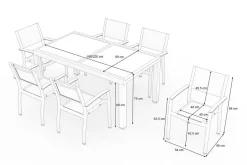 Outlet Garten-Essgruppe mit 6 Sesseln, anthrazit/grau, Alu/Glas, Tisch ca. 160/220 x 90 cm, ausziehbar, witterungsbeständig, FSC®-zertifiziertes Produkt Garten-Essgruppen|Aluminium-Gartenmöbel
