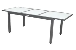 Outlet Garten-Essgruppe mit 6 Sesseln, anthrazit/grau, Alu/Glas, Tisch ca. 160/220 x 90 cm, ausziehbar, witterungsbeständig, FSC®-zertifiziertes Produkt Garten-Essgruppen|Aluminium-Gartenmöbel
