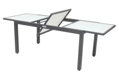 Outlet Garten-Essgruppe mit 6 Sesseln, anthrazit/grau, Alu/Glas, Tisch ca. 160/220 x 90 cm, ausziehbar, witterungsbeständig, FSC®-zertifiziertes Produkt Garten-Essgruppen|Aluminium-Gartenmöbel