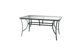 Sale Garten-Essgruppe mit 6 Klappstühlen, schwarz, Stahl/Textilene, Esstisch 150 x 90 cm Stahl-Gartenmöbel|Garten-Essgruppen