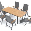 Sale Garten-Essgruppe, naturbelassen/anthrazit, Alu/Eukalyptus, Tisch 150/200 x 90 cm, 6 Sitzplätze, ausziehbar, FSC®-zertifiziertes Produkt Garten-Essgruppen|Aluminium-Gartenmöbel
