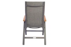 Garten-Essgruppe, 6 Personen, ausziehbarer Tisch 160–220 cm, Aluminium/Glas/Eukalyptus Garten-Essgruppen|Aluminium-Gartenmöbel