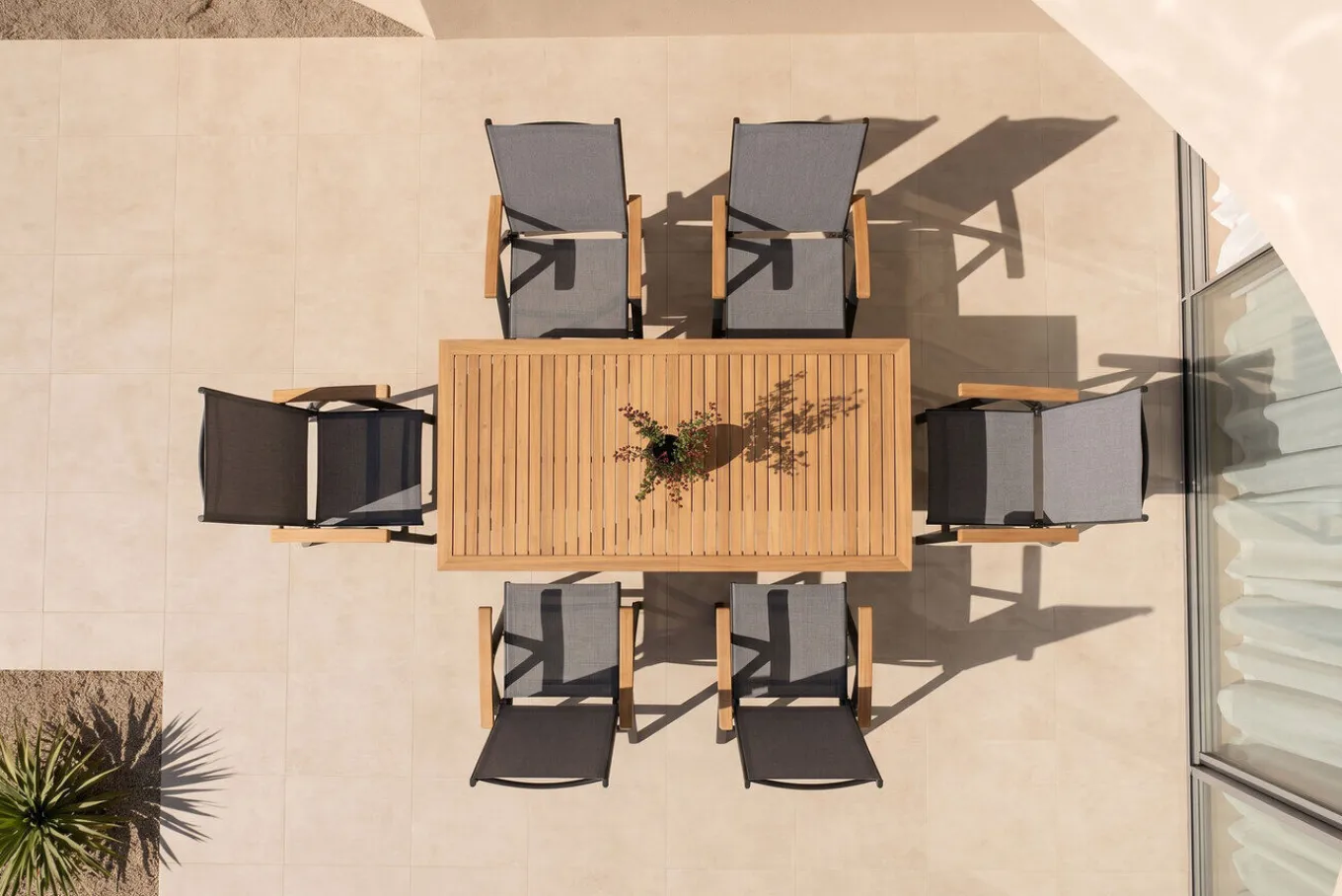 Garten-Essgruppe, 6 Personen, ausziehbarer Tisch 150–200 cm, Aluminium /Eukalyptusholz FSC®-zertifiziert Garten-Essgruppen|Aluminium-Gartenmöbel