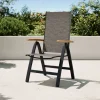 Garten-Essgruppe, schwarz/grau, Aluminium/Eukalyptus, Tisch 150/200 x 90 cm, 4 Klappstühle, robust, ausziehbar, witterungsbeständig, FSC®-zertifiziertes Produkt Garten-Essgruppen|Aluminium-Gartenmöbel