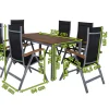 Hot Garten-Essgruppe, silber/schwarz, Alu / Akazie, Gartentisch 150 x 90 cm, 6 Klappstühle, FSC®-zertifiziertes Produkt Garten-Essgruppen