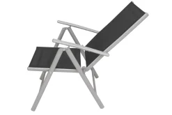 Garten-Essgruppe, silber/schwarz, Alu/Textil, Tisch 160/220 cm, 8 Klappstühle Garten-Essgruppen