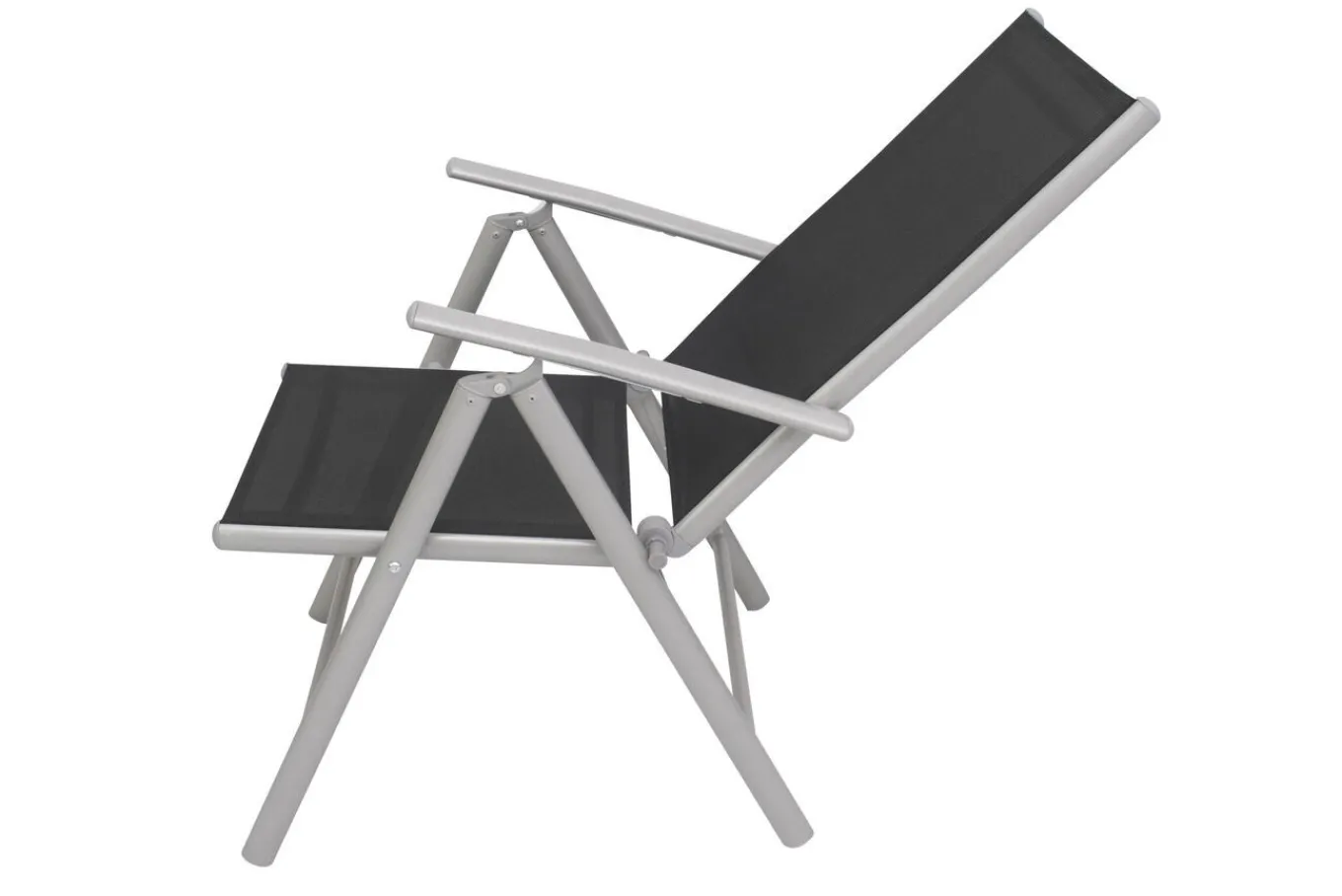 Garten-Essgruppe, silber/schwarz, Alu/Textil, Tisch 160/220 cm, 8 Klappstühle Garten-Essgruppen
