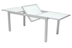 Garten-Essgruppe, silber/schwarz, Alu/Textil, Tisch 160/220 cm, 8 Klappstühle Garten-Essgruppen