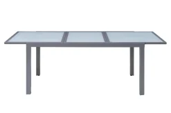 Discount Garten-Essgruppe, silber/anthrazit, Alu/ Eukalyptus, Ausziehtisch 160/220 x 90 cm, inkl 8 Klappstühle, FSC®-zertifiziertes Produkt Garten-Essgruppen
