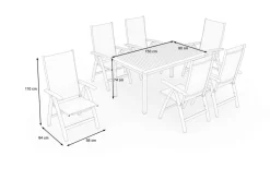 Clearance Garten-Essgruppe, silber/natural, Alu/Eukalyptus, 150 x 90 x 74 cm, für 6 Personen, mit Fußkappen, witterungsbeständig, FSC®-zertifiziertes Produkt Garten-Essgruppen|Aluminium-Gartenmöbel