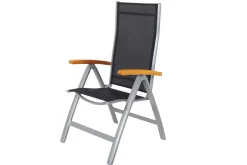 Hot Garten-Essgruppe, silber/anthrazit, Alu/Eukalyptus, Ausziehtisch 160/220 x 90 cm, inkl. 4 Klappstühle, FSC®-zertifiziertes Produkt Garten-Essgruppen