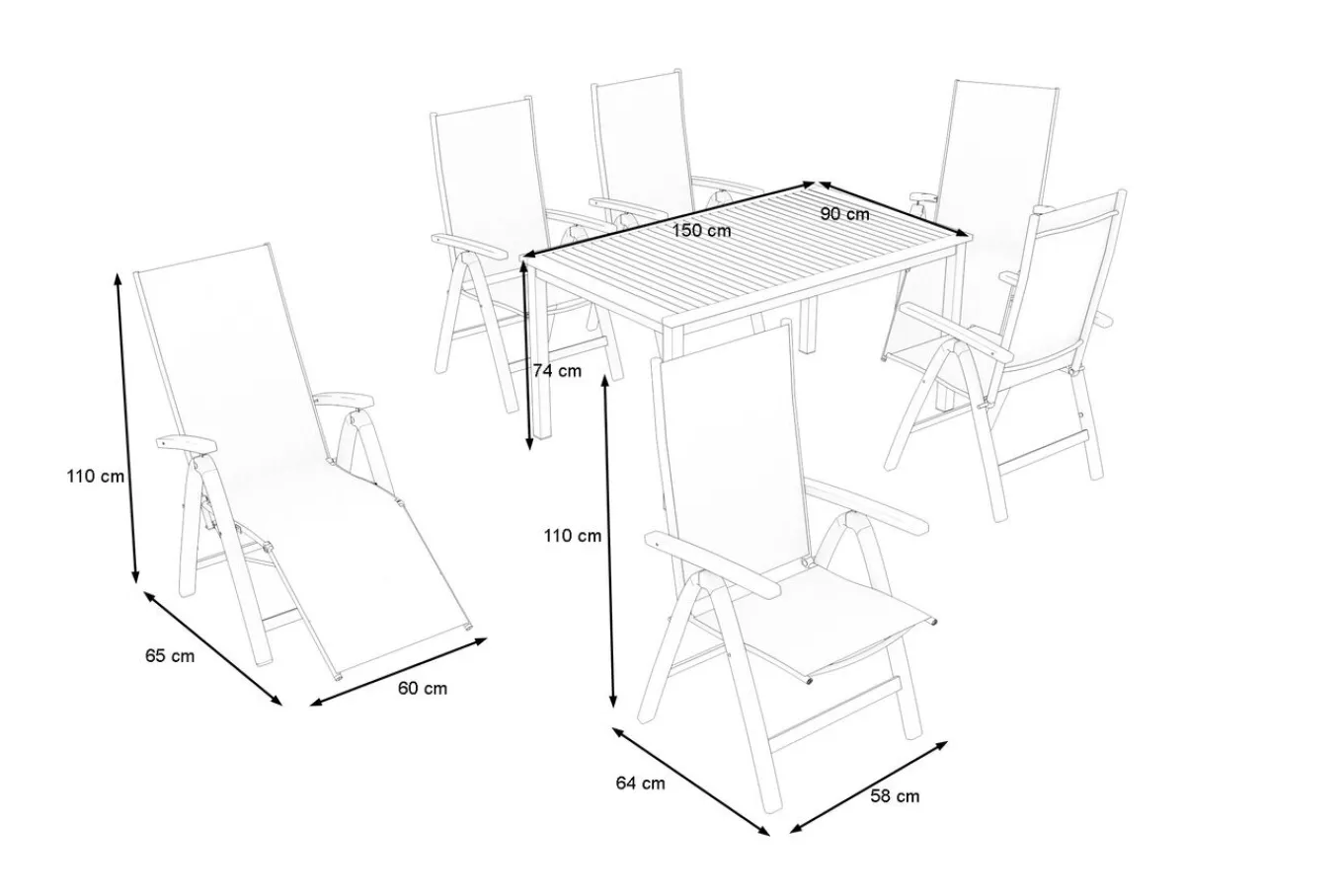 Online Garten-Essgruppe, silber/natural, Alu/Eukalyptus, Tisch 150 x 90 cm, für 6 Personen, witterungsbeständig, FSC®-zertifiziertes Produkt Garten-Essgruppen|Aluminium-Gartenmöbel