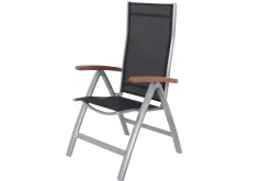 New Garten-Essgruppe, weiß/silber, Aluminium/Sicherheitsglas, Ausziehtisch 160/220 x 90 cm, 4 Klappstühle, FSC®-zertifiziertes Produkt Garten-Essgruppen|Aluminium-Gartenmöbel