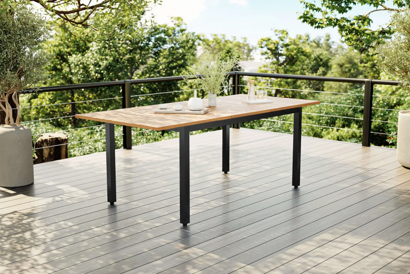 Best Lagos Garten-Essgruppe, schwarz/dunkelgrau, Alu/Eukalyptus/Textilene, 150/200 x 90 cm, ausziehbar, klappbar, witterungsbeständig, FSC®-zertifiziertes Produkt Garten-Essgruppen