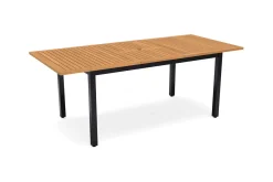 Best Lagos Garten-Essgruppe, schwarz/dunkelgrau, Alu/Eukalyptus/Textilene, 150/200 x 90 cm, ausziehbar, klappbar, witterungsbeständig, FSC®-zertifiziertes Produkt Garten-Essgruppen