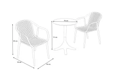 New Pico Curve Balkon-Set, ziegelrot, Kunststoff, Tisch Ø 70 cm und 2 Stapelsessel, UV- und wetterfest Balkonmöbel-Set