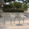 Hot Pico Curve Balkon-Set, grau, Kunststoff, Tisch Ø 70 cm und 2 Stapelsessel, UV- und wetterfest Balkonmöbel-Set