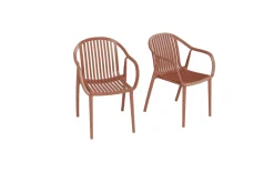Online Pico Curve Stapelsessel 2er-Set, ziegelrot, Kunststoff, 56,5 x 59,5 x 83 cm, stapelbar, UV-beständig Gartenstühle & Gartensessel