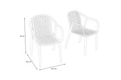 New Pico Curve Stapelsessel 2er-Set, grau, Kunststoff, 56,5 x 59,5 x 83 cm, stapelbar, UV-beständig Gartenstühle & Gartensessel