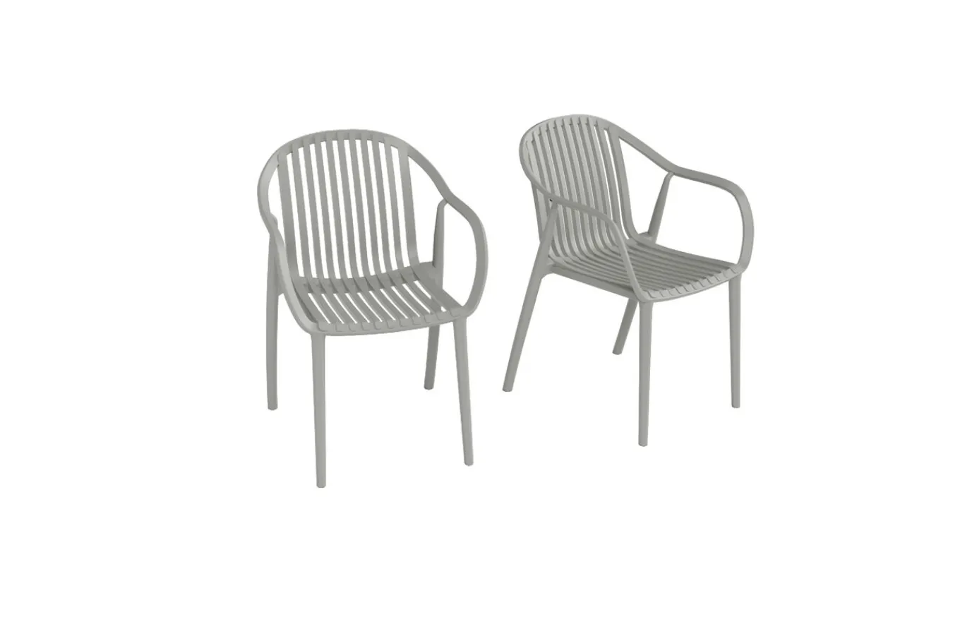 New Pico Curve Stapelsessel 2er-Set, grau, Kunststoff, 56,5 x 59,5 x 83 cm, stapelbar, UV-beständig Gartenstühle & Gartensessel