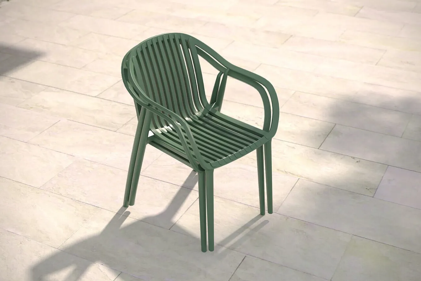 Hot Pico Curve Stapelsessel 2er-Set, pestogrün, Kunststoff, 56,5 x 59,5 x 83 cm, stapelbar, UV-beständig Gartenstühle & Gartensessel