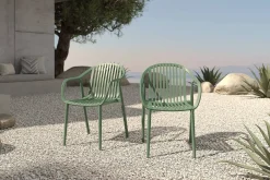 Hot Pico Curve Stapelsessel 2er-Set, pestogrün, Kunststoff, 56,5 x 59,5 x 83 cm, stapelbar, UV-beständig Gartenstühle & Gartensessel