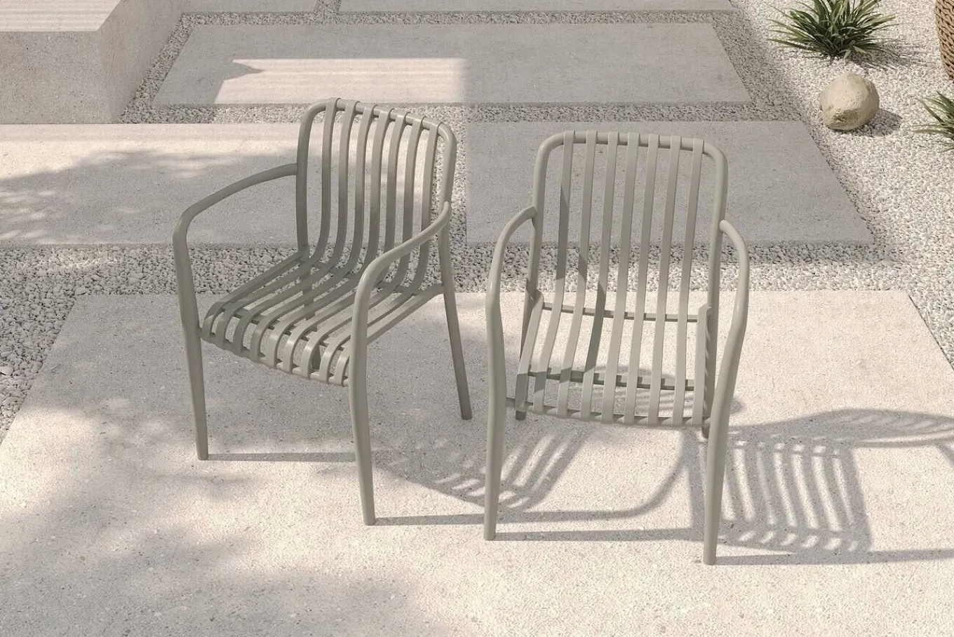 Online Pico Soft Stapelsessel 2er-Set, grau, Kunststoff, 54 x 58,5 x 80,5 cm, stapelbar, UV-beständig Gartenstühle & Gartensessel