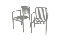 Online Pico Soft Stapelsessel 2er-Set, grau, Kunststoff, 54 x 58,5 x 80,5 cm, stapelbar, UV-beständig Gartenstühle & Gartensessel