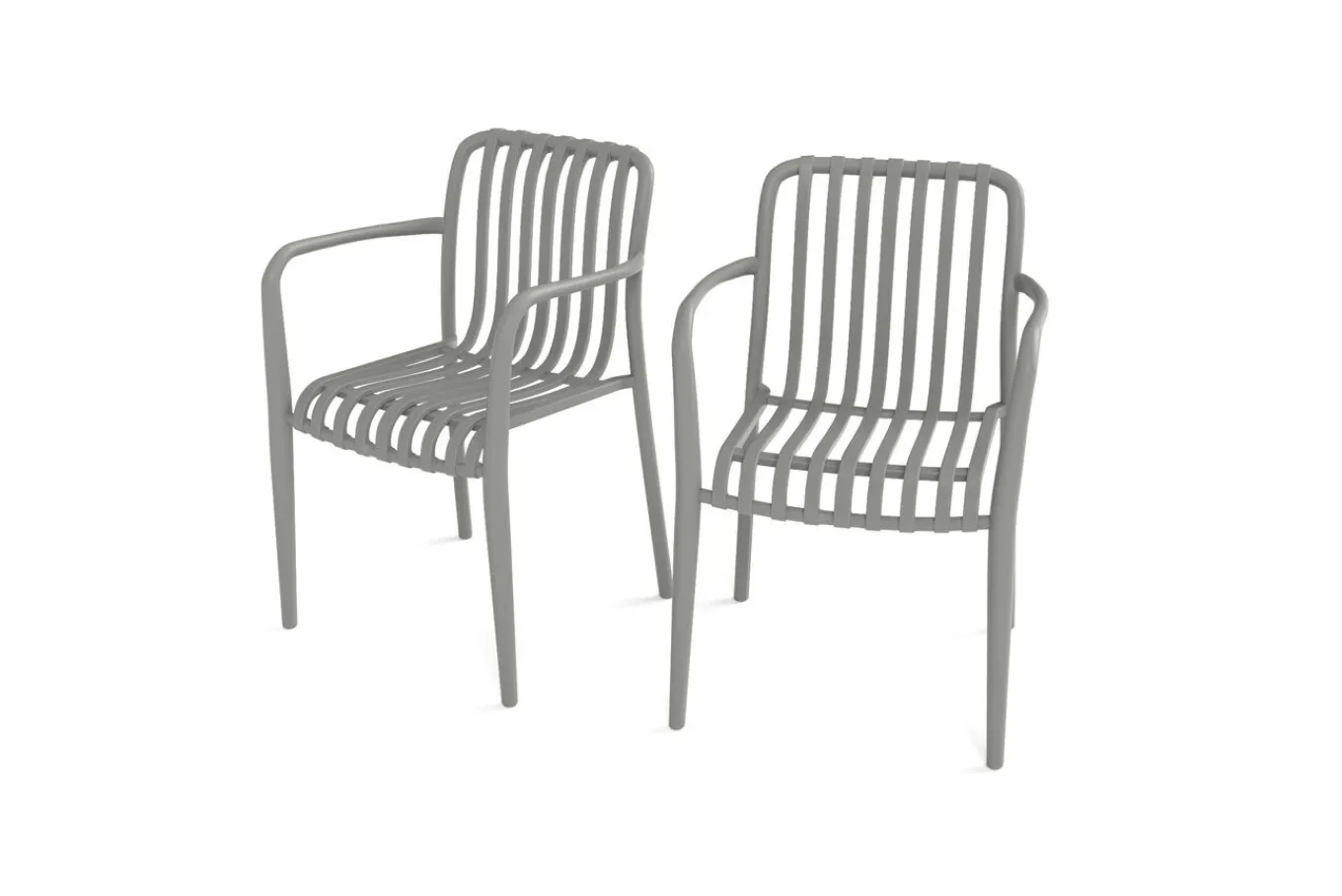 Online Pico Soft Stapelsessel 2er-Set, grau, Kunststoff, 54 x 58,5 x 80,5 cm, stapelbar, UV-beständig Gartenstühle & Gartensessel