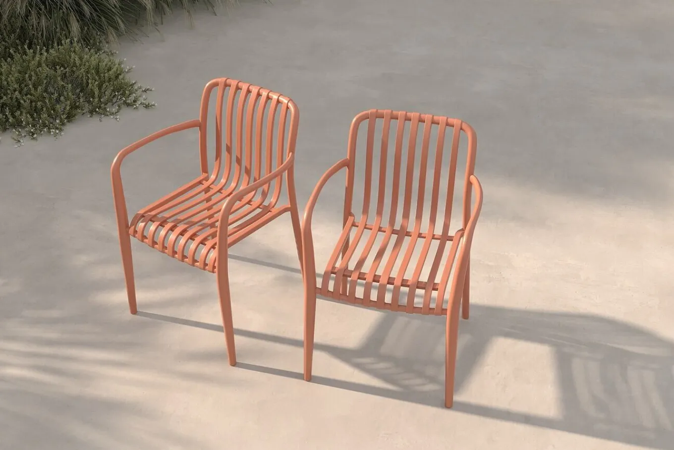 Hot Pico Soft Stapelsessel 2er-Set, ziegelrot, Kunststoff, 54 x 58,5 x 80,5 cm, stapelbar, UV-beständig Gartenstühle & Gartensessel