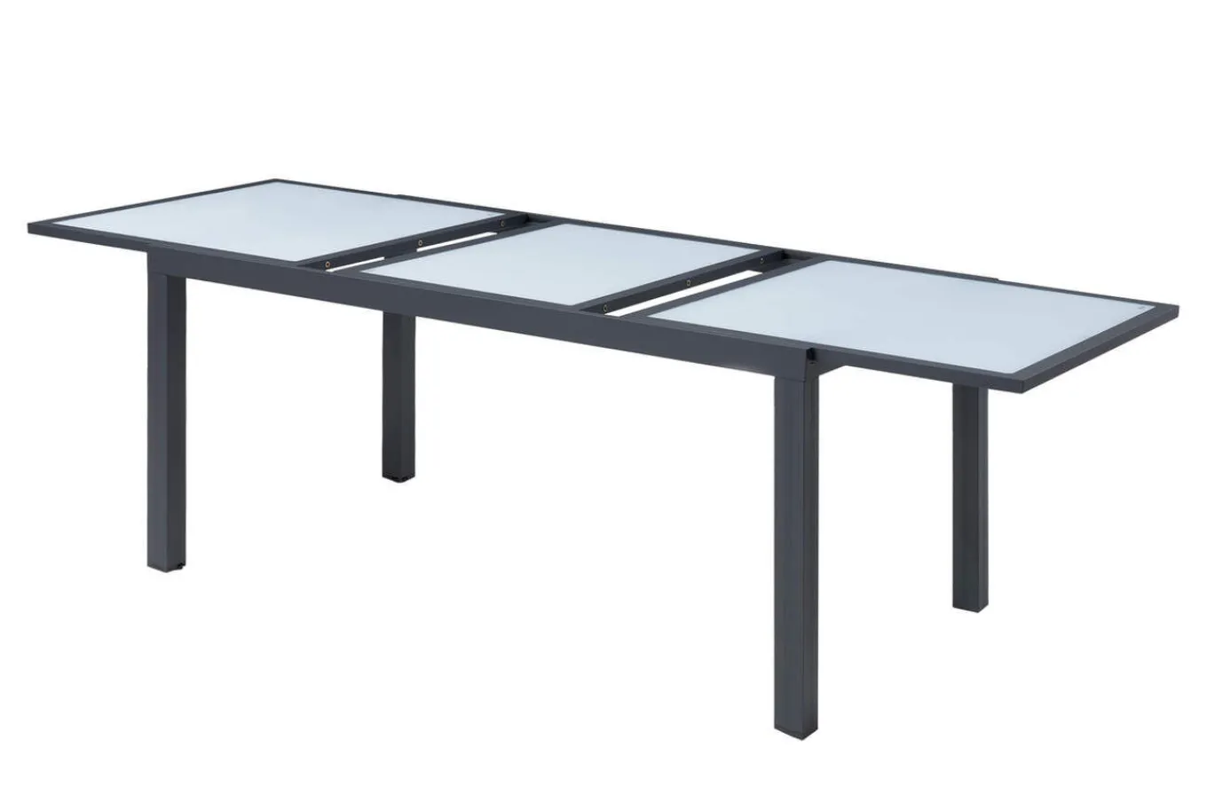 Online Sylvania Ausziehtisch, anthrazit/weiß, Aluminium/Sicherheitsglas, 160/220 x 90 cm, Pulverbeschichtet, UV-Beständig, Mit Fußkappen Gartentische