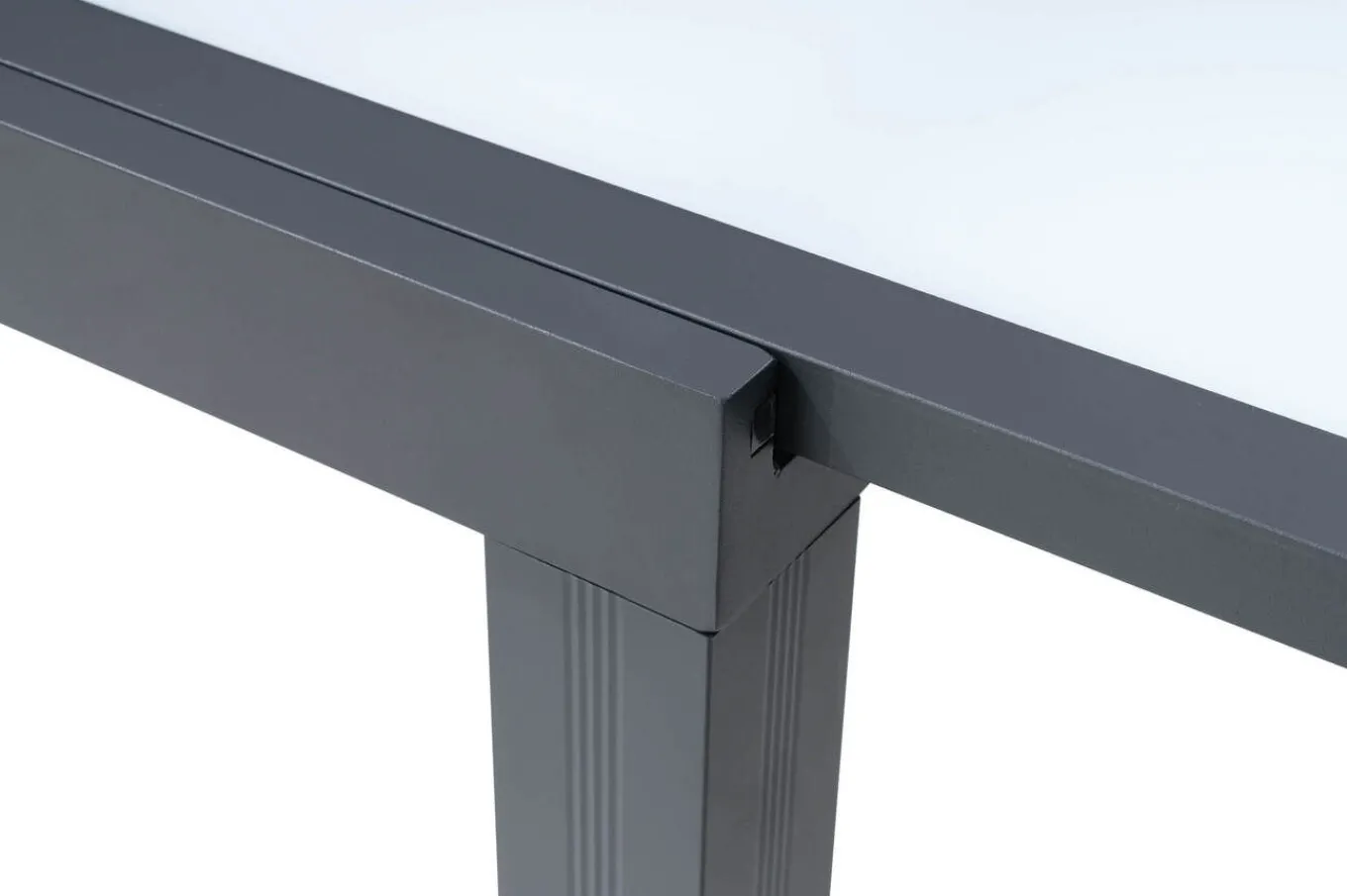 Online Sylvania Ausziehtisch, anthrazit/weiß, Aluminium/Sicherheitsglas, 160/220 x 90 cm, Pulverbeschichtet, UV-Beständig, Mit Fußkappen Gartentische