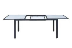 Online Sylvania Ausziehtisch, anthrazit/weiß, Aluminium/Sicherheitsglas, 160/220 x 90 cm, Pulverbeschichtet, UV-Beständig, Mit Fußkappen Gartentische