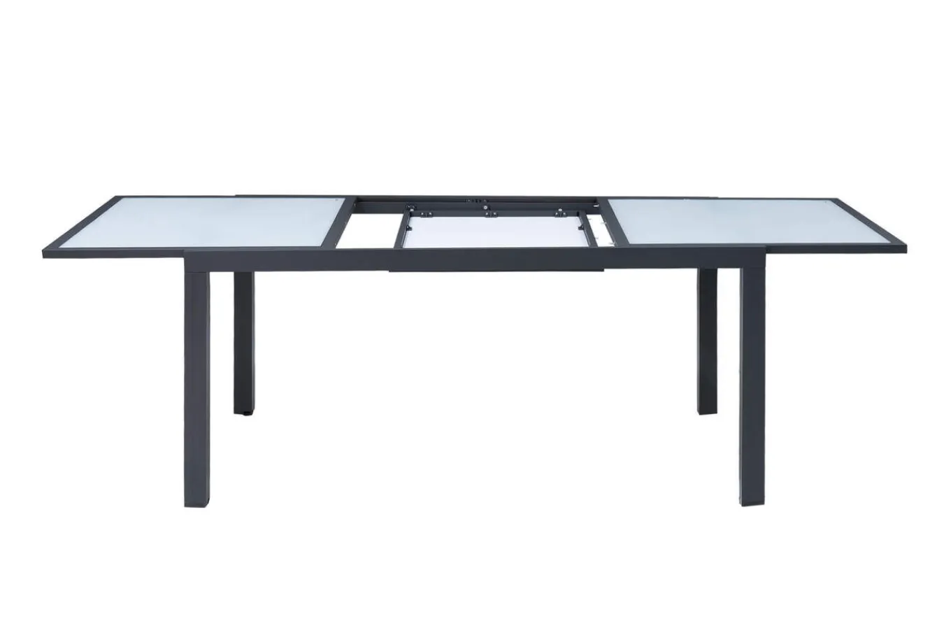Online Sylvania Ausziehtisch, anthrazit/weiß, Aluminium/Sicherheitsglas, 160/220 x 90 cm, Pulverbeschichtet, UV-Beständig, Mit Fußkappen Gartentische