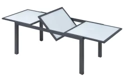Online Sylvania Ausziehtisch, anthrazit/weiß, Aluminium/Sicherheitsglas, 160/220 x 90 cm, Pulverbeschichtet, UV-Beständig, Mit Fußkappen Gartentische