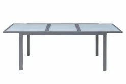 Sale Sylvania Ausziehtisch, silber/weiß, Alu/Sicherheitsglas, 160/220x90 cm, Flügelmechanismus Gartentische